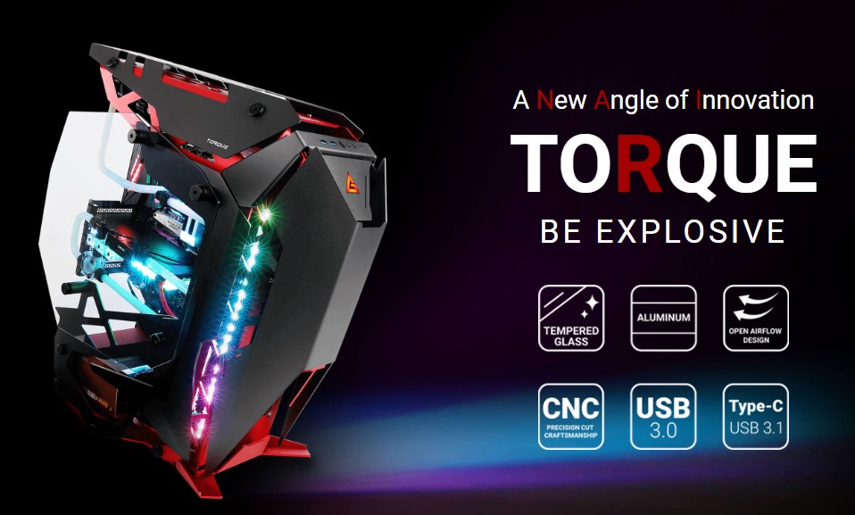 antec_india's tweet image. The Antec Torque case features a striking open-frame design and tempered glass panels, perfect for showcasing your custom water-cooling setup. #PCCases #CustomPC