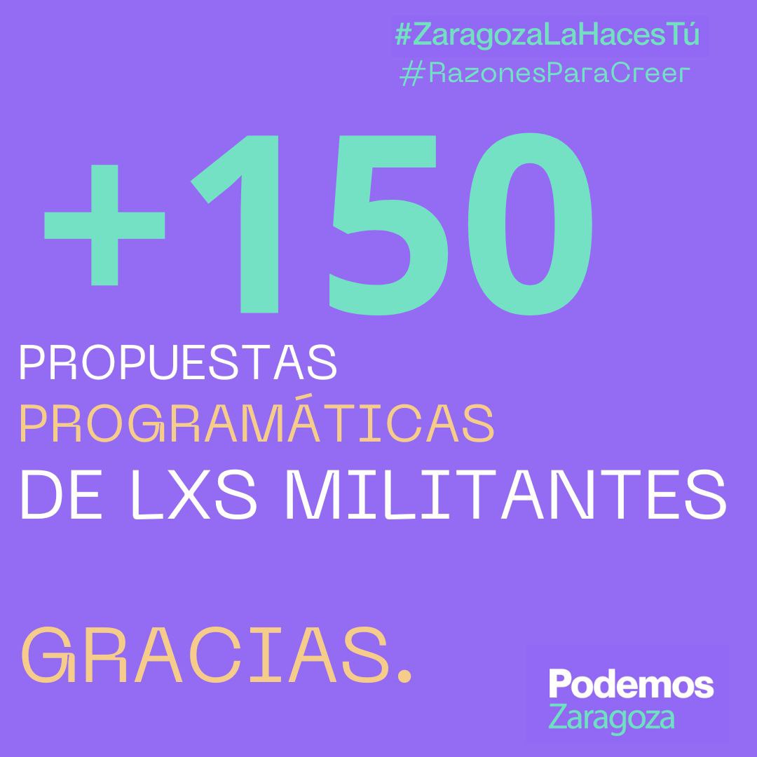 Más de 150 propuestas de los y las militantes para formar el mejor programa para el #28M porque #ZaragozaLaHacesTú