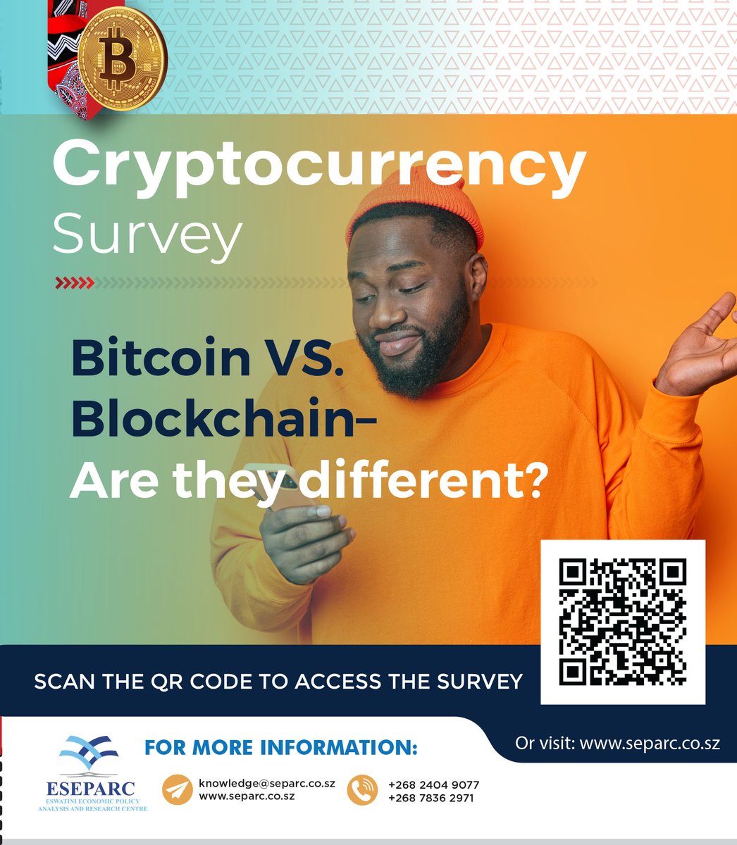 Separc_Eswatini's tweet photo. Join us in the quest to understand Cryptocurrency usage in Eswatini! Participate in ESEPARC’s Cryptocurrency Survey and share your experiences with us.
Follow the link to participate!
https://t.co/N9gBb2RHZa
#cryptocurrency #eswatini #eseparc #blockchain #bitcoin #share https://t.co/z2cYDyhwVk