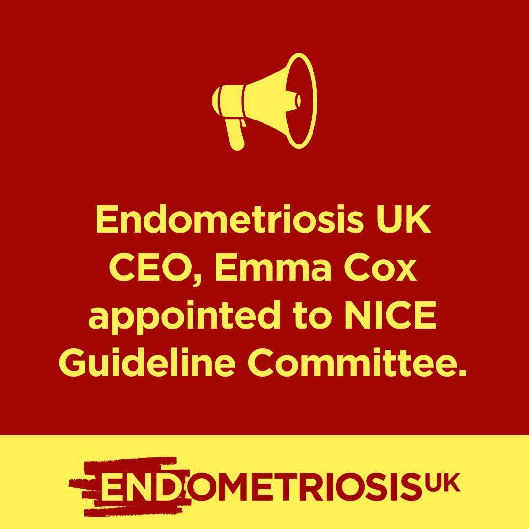EndometriosisUK's tweet image. Following a campaign by Endometriosis UK, NICE (National Institute of Health and Care Excellence) agreed to review the guideline on Endometriosis Diagnosis and Management.
We’re pleased to announce our CEO, Emma Cox, has been appointed to the NICE Committee undertaking the review