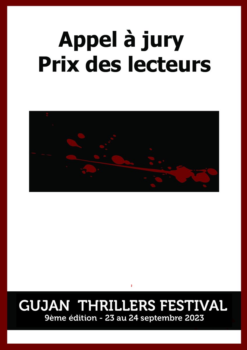 ThrillersGujan's tweet photo. PRIX DES LECTEURS DE GUJAN THRILLERS FESTIVAL 2023.
Participez au choix du 6ème lauréat du Prix des Lecteurs du Gujan Thrillers Festival.
Plus d'informations sur le site de la manifestation

https://t.co/HnLi5hHn8m https://t.co/QxGYlyp2tv