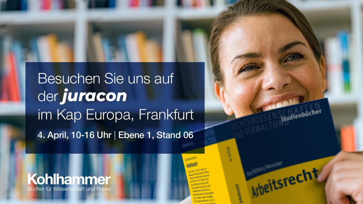 Kohlhammer's tweet photo. Morgen, am 4. April, findet in Frankfurt von 10 bis 16 Uhr die Karrieremesse JURAcon statt.🤩
Wir sind dabei und freuen uns auf viele neugierige Besucherinnen und Besucher an Stand 6, Ebene 1! 

#kohlhammer #juracon #karriere #jobmesse #frankfurt https://t.co/ulVoDsJPyx