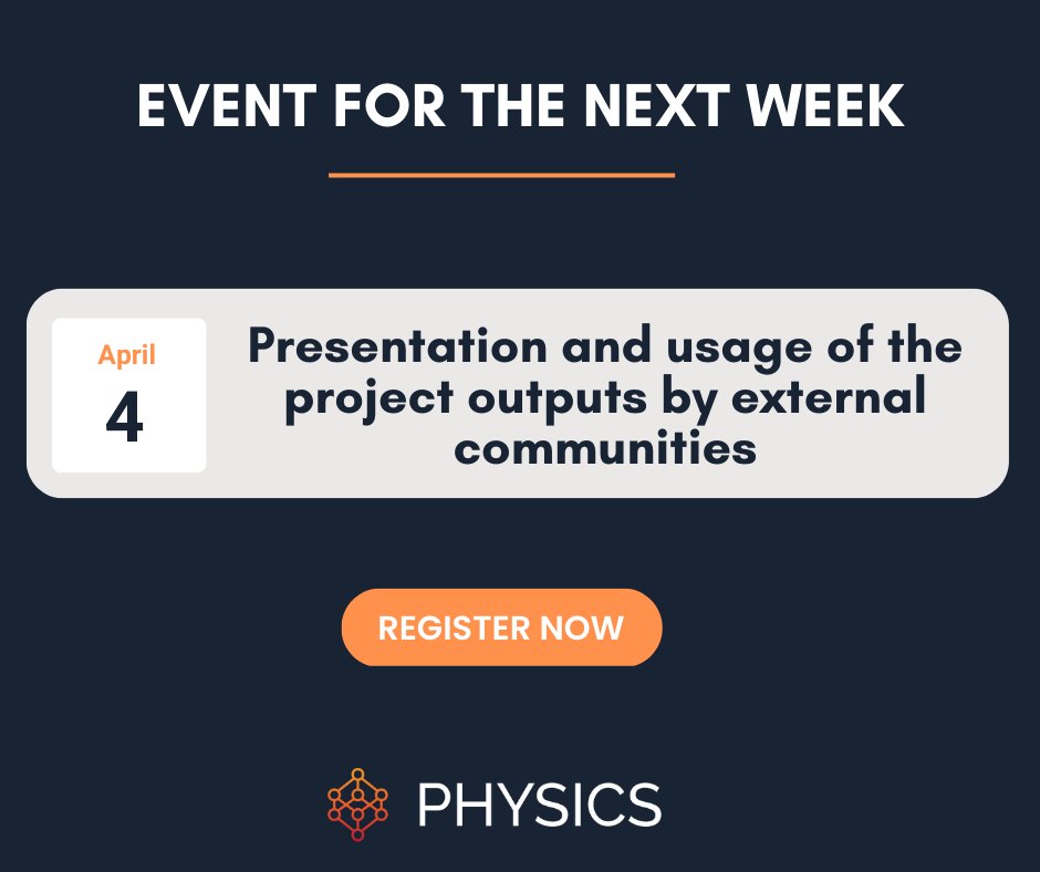 H2020Physics's tweet image. The clock is ticking! ⏰ ⏰ ⏰
Book your seat in the #pilotworkshop &quot;𝐏𝐫𝐞𝐬𝐞𝐧𝐭𝐚𝐭𝐢𝐨𝐧 𝐚𝐧𝐝 𝐮𝐬𝐚𝐠𝐞 𝐨𝐟 𝐭𝐡𝐞 𝐩𝐫𝐨𝐣𝐞𝐜𝐭 𝐨𝐮𝐭𝐩𝐮𝐭𝐬 𝐛𝐲 𝐞𝐱𝐭𝐞𝐫𝐧𝐚𝐥 𝐜𝐨𝐦𝐦𝐮𝐧𝐢𝐭𝐢𝐞𝐬”!

🟠 Register now: lnkd.in/gAxWrp9C 🟠