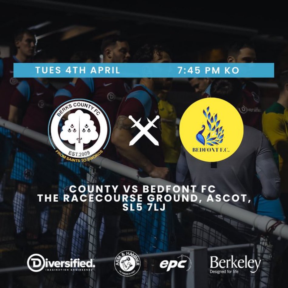 berkscountyfc's tweet photo. Tomorrow is gameday! 👏⚽

🆚 @BedfontFC 
🏟️ The Racecourse Ground, SL5 7LJ
⏱️ 7:45PM KO
🎟️ £7 Adult  £4 Conc  £1 U16s
☕️ 🍻 Café &amp; bar will be open!

Tickets Available Online Now:
https://t.co/kmRdn8Thfk https://t.co/IG51GXhO1t
