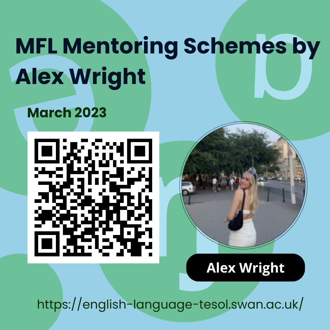 Read about Alex Wright's experience working with the MFL mentoring scheme!
.
Scan the QR code or follow the link: english-language-tesol.swan.ac.uk/?p=2716
.
#AppliedLinguistics #Linguistics #MFLMentoring #StudentBlog