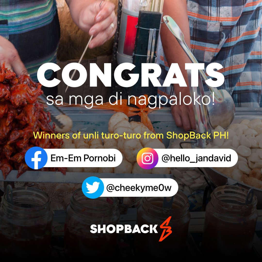 shopbackph's tweet photo. Oh akala niyo joke no!? π Congratulations to the winners of unli turo-turo from ShopBack!
Please wait for our representative to message you on how to claim your prize! π
#ShopBackForTheWins #AprilFools #April1st https://t.co/GmsHb1qU6M