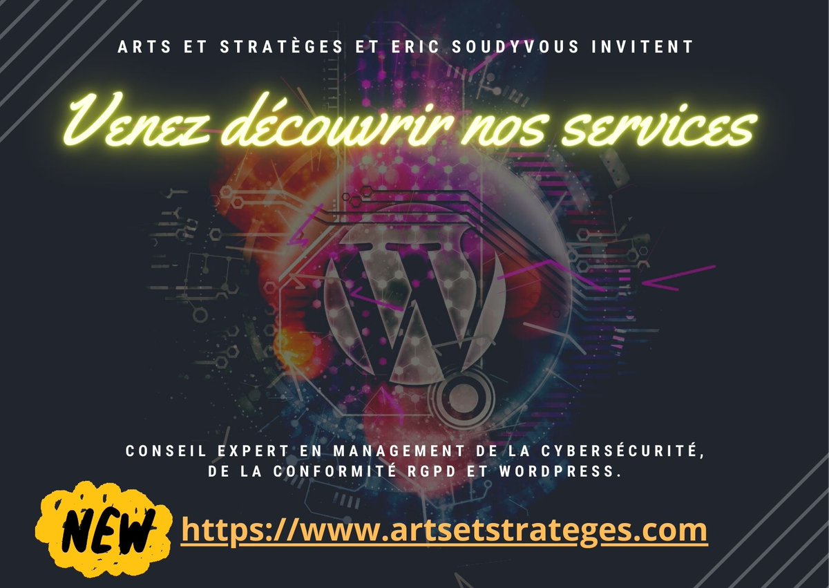 ESoudy's tweet photo. Venez découvrir mon activité professionnelle en ligne.

A votre service pour vous aider sur les sujets liés aux bonnes pratiques de cybersécurité ou à la protection des données personnelles (RGPD/WordPress).

https://t.co/p3GsqGDN4e https://t.co/ef3Yr8LCqj