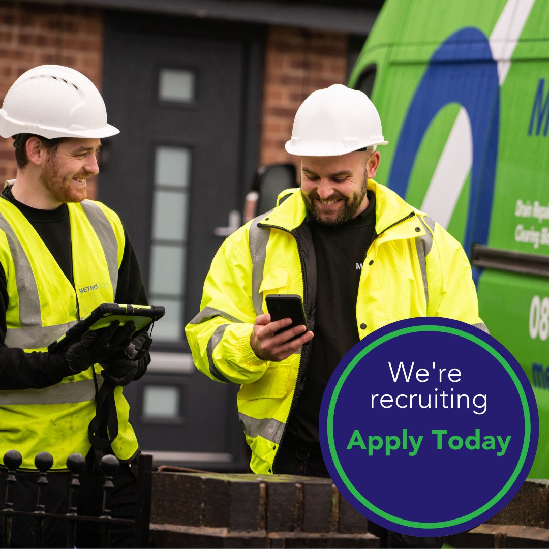 Looking for a fresh start? 
Build your career with Metro Rod &amp; Metro Plumb. Join our growing network of over 500 drainage, pump and plumbing engineers.
Interested? Apply today: metrorod.co.uk/about-us/jobs/

#Careers #Hiring #JobVacancy #Drainage #MetroRod #nowhiring