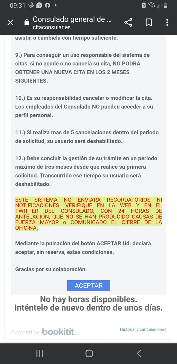 Desde que entro a la página del consulado y ya no hay citas....