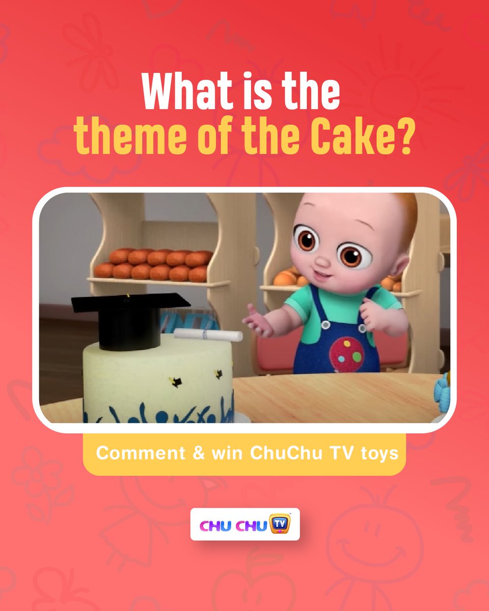TheChuChuTV's tweet photo. Contest Alert!🚨
Guess the theme of the cake and stand a chance to win an Amazon voucher worth $20 or ChuChu TV toys!😍
T & C apply.
#ChuChuTV #NurseryRhymes #KidsLife #LearningAndFun #LearningForKids #ContestAlert #WinBig #Contest #ChuChuContest https://t.co/6DTCITdU7y