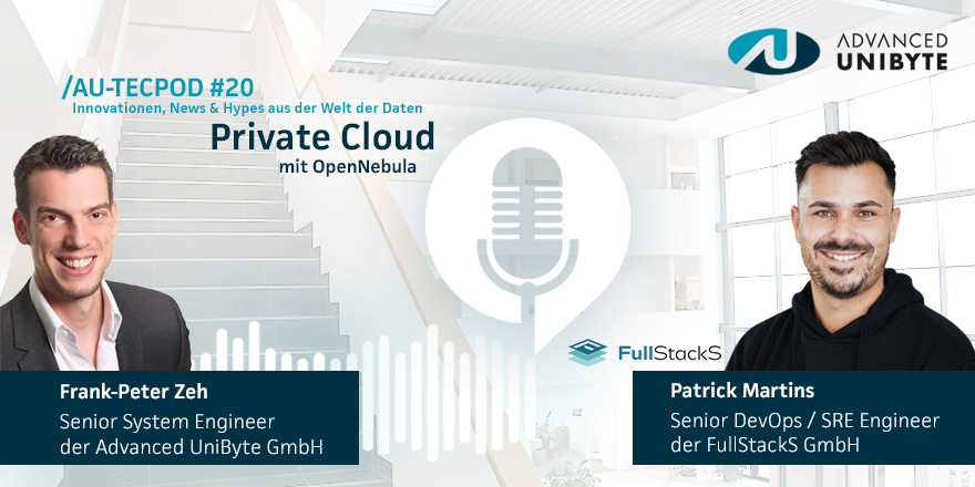 #20 AU-TecPod
Private Cloud mit OpenNebula – Mehrwerte durch FullStackS und AU

OpenNebula eröffnet neue Möglichkeiten für den einfachen Bezug von #iaas -Leistungen aus dem eigenen RZ. Erfahren Sie mehr über die Funktionen und Vorteile.

🎧 au.de/au-tecpod
