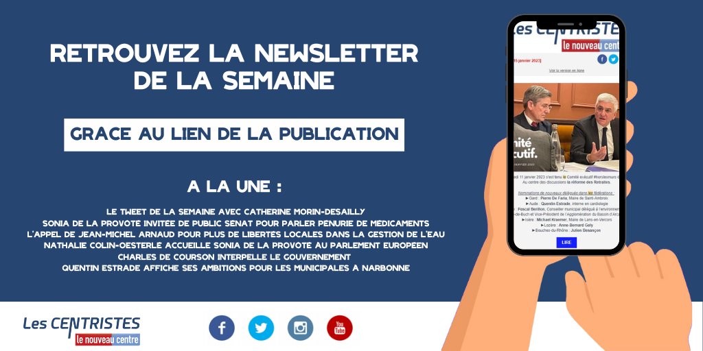 📰 #newsletter 
 
Revivez notre semaine passée : 
  
🗣<a href="/C_MorinDesailly/">C.Morin-Desailly</a>  : "Il a fallu une pandémie &amp; une guerre pour que l’Union Européenne se réveille et se dote enfin d’une politique #industrielle"

💊 <a href="/SoniadlpCaen/">Sonia de la Provôté</a> sur <a href="/publicsenat/">Public Sénat</a> : "Il y a eu un manque d'anticipation des