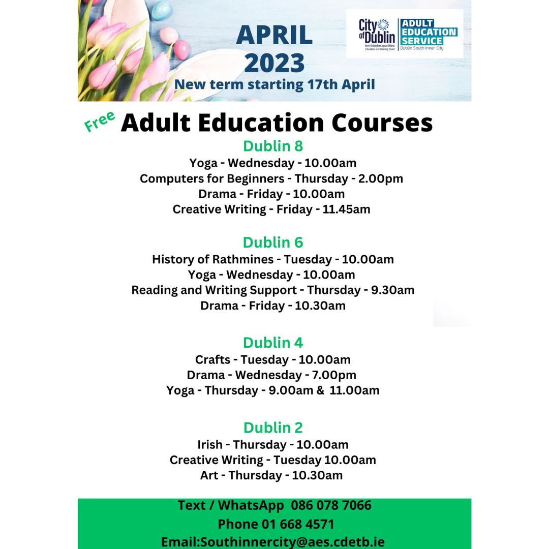 SIC_AdultEd's tweet photo. Fancy learning a new skill? Meeting new people? Stretching your creativity and imagination...and more? Then contact us at South Inner City Dublin Community Education! All are welcome 😊
@CityofDublinETB
#CommunityEducation #LifelongLearning #SouthInnerCityDublin #FETforall https://t.co/M0zwqMaSt7