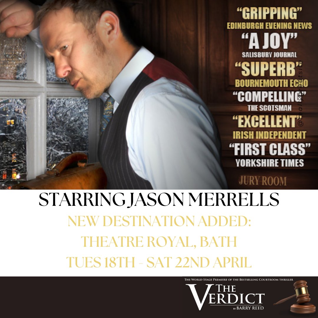 MGTheatreCo's tweet image. The courtroom phenomenon starring Jason Merrells...

#TheVerdict will be showing from Tuesday 18th to Saturday 22nd April.

Don't miss out, get your tickets now: theatreroyal.org.uk/event/the-verd…

#MGTC #JasonMerrells #TheatreRoyalBath