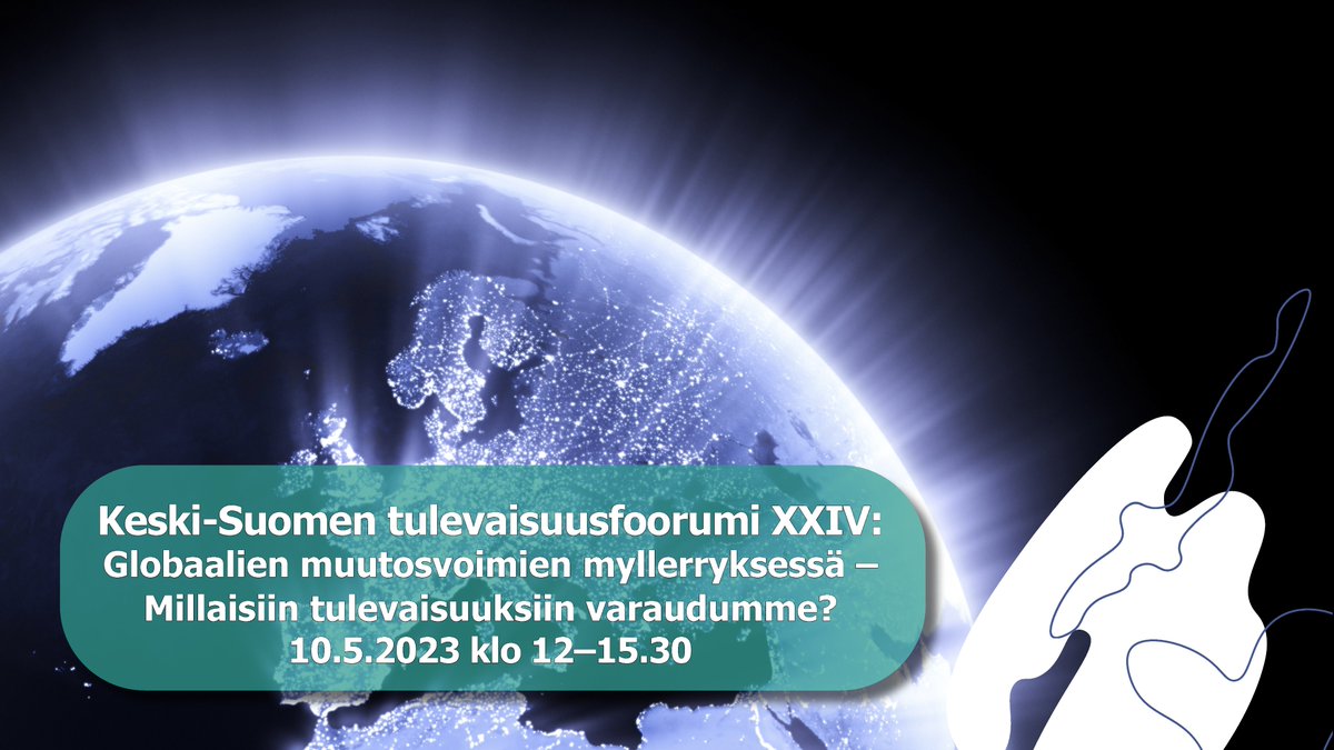 Globaalien muutosvoimien myllerrys puhututtaa Keski-Suomen tulevaisuusfoorumissa 10.5.2023. Millaisiin tulevaisuuksiin varaudumme ja miten käännämme muutoksen mahdollisuudeksi? Ilmoittaudu mukaan webinaariin. #ennakointi #kstulevaisuus info.keskisuomi.fi/tulevaisuusfoo…