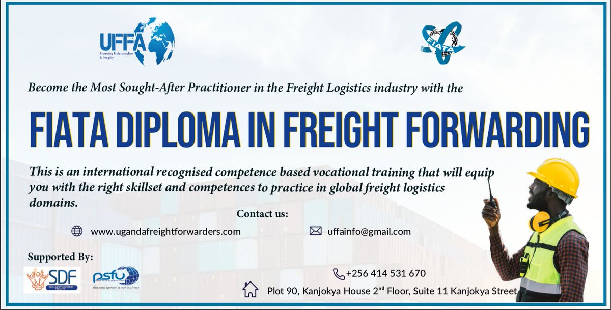 <a href="/URAuganda/">Uganda Revenue Authority</a> <a href="/MoWT_Uganda/">Ministry of Works & Transport</a> <a href="/UNBSug/">UNBS</a> <a href="/PAU_Uganda/">PAU_Uganda</a> <a href="/FEAFFA/">FEAFFA</a> <a href="/NLPuganda/">National Logistics Platform</a> <a href="/PSF_Uganda/">Private Sector Foundation Uganda</a> "We have a couple of capacity building programs designed to ensure that the industry navigates uncertainty &amp; adapts recommended standards"-Chairman
He encouraged members to enrol for the <a href="/fiatafederation/">FIATA</a> Diploma, a competence based training for progression
ugandafreightforwarders.com/fiata-diploma/