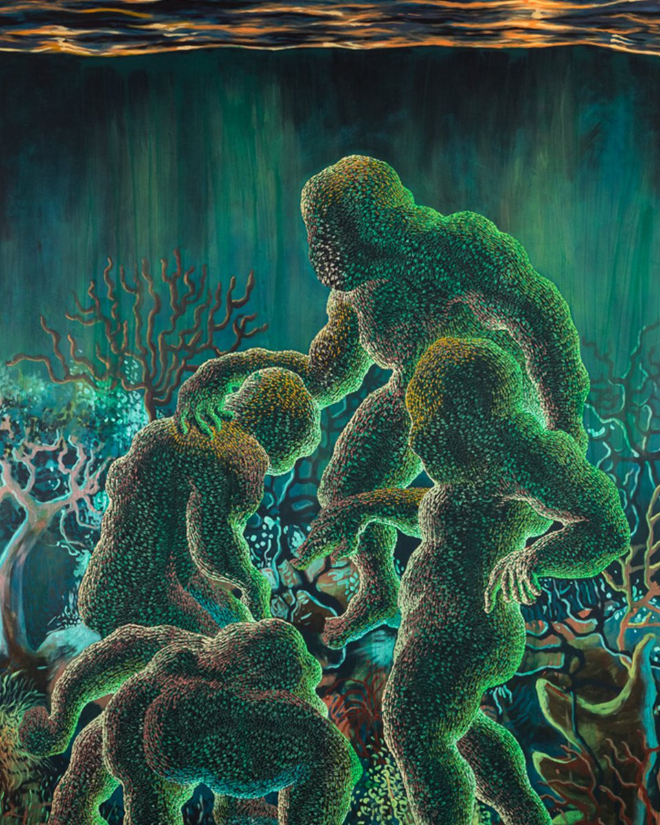 icamiami's tweet photo. #RecentAcquisition ✨ Didier William's work references immigration and Haitian religion while also speaking to broader themes related to Black and queer communities.
In "Anba D'lo," a family huddles together at the bottom of the ocean, surrounded by coral, tree-like formations. https://t.co/DfZswPITx9