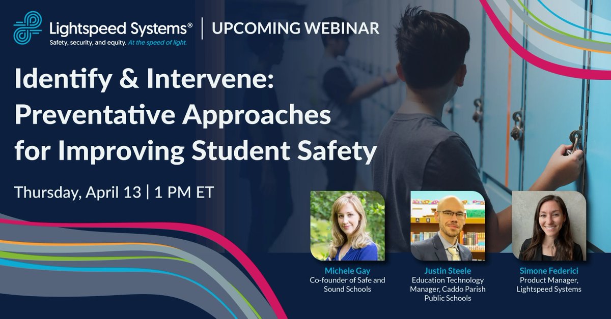 Join <a href="/MicheleGay_/">Michele Gay</a>, co-founder of <a href="/SafeSchoolsOrg/">Safe & Sound Schools</a>, and Justin Steele, Education Technologist at <a href="/CaddoSchools/">Caddo Parish Public Schools</a>, at 1 PM ET on April 13 to discuss preventive approaches for improving #studentsafety. Register: bit.ly/3M3jiDm #Education #K12