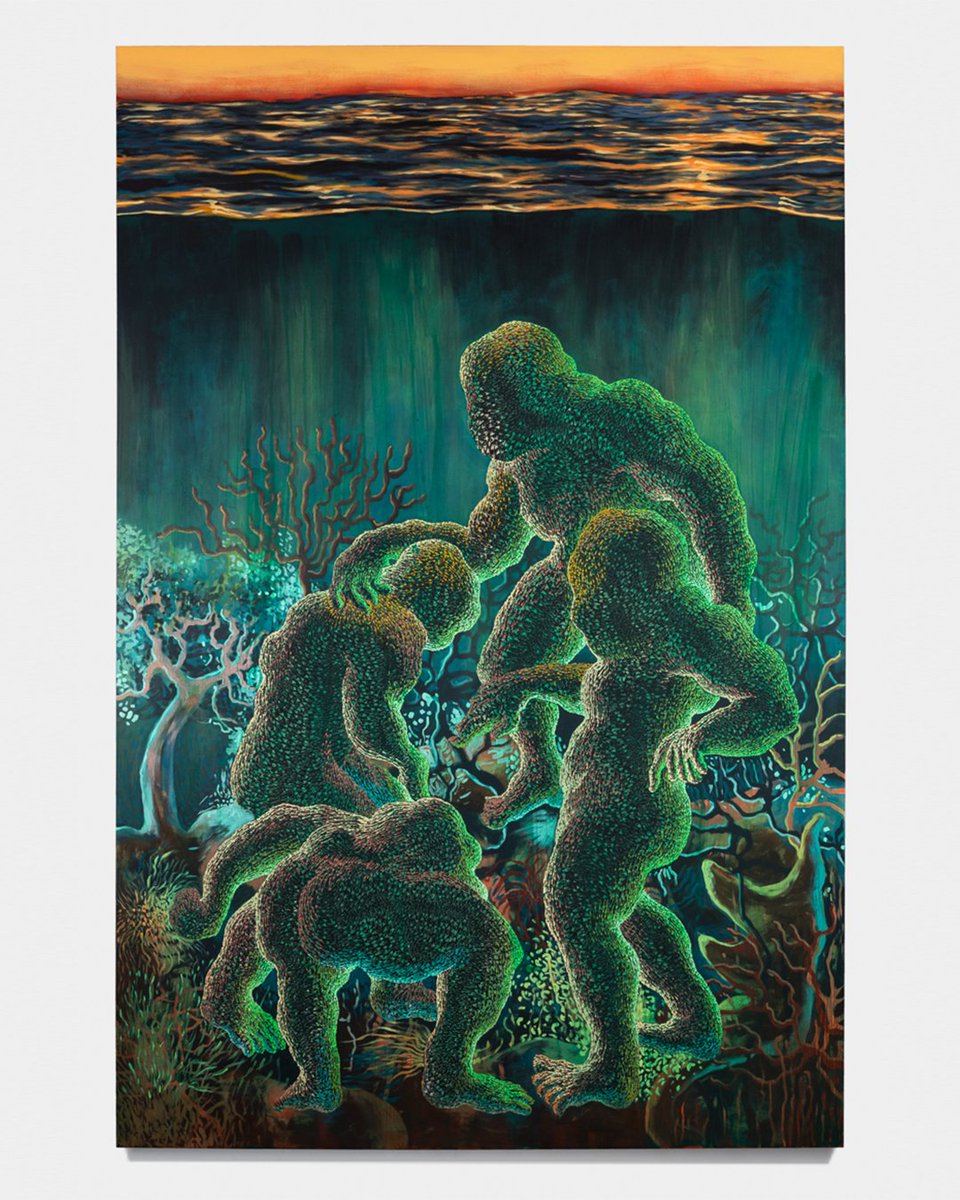 icamiami's tweet photo. #RecentAcquisition ✨ Didier William's work references immigration and Haitian religion while also speaking to broader themes related to Black and queer communities.
In "Anba D'lo," a family huddles together at the bottom of the ocean, surrounded by coral, tree-like formations. https://t.co/DfZswPITx9
