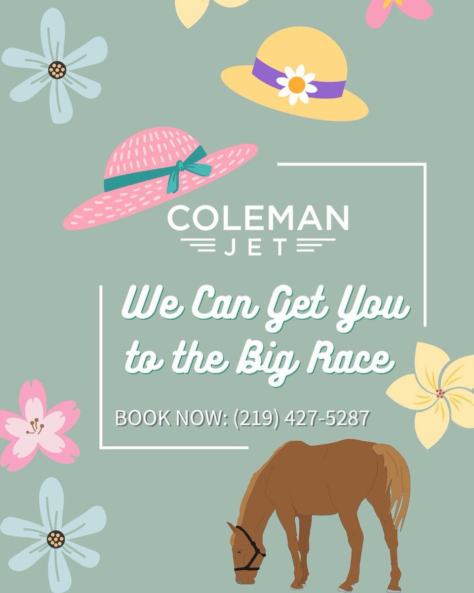 colemanaviation's tweet photo. The Kentucky Derby is May 6🌹. Don't get left behind. Contact Coleman Jet, and let us start making travel reservations.

📞 219-427-5287
🌎https://t.co/9j07WSoG64

@KentuckyDerby 

#bcoleman #aviation #KyDerby #jet #bizav #bizjet #chicago #avgeek #airplane #fbo #explore #discover https://t.co/thdBpOPiCk