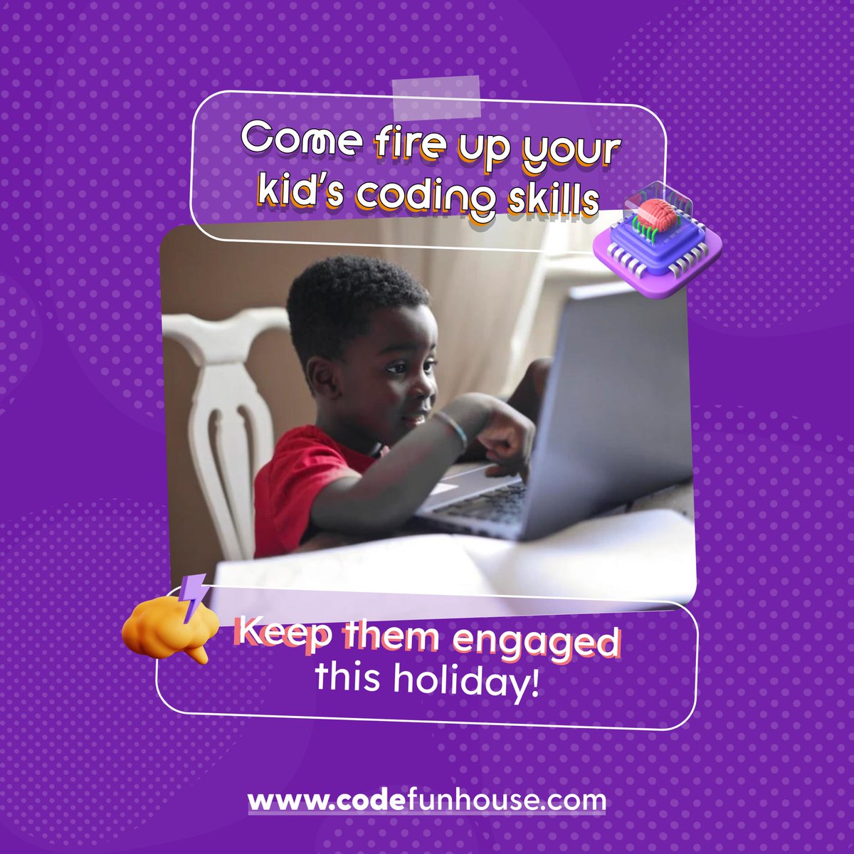 CodeFunhouse's tweet image. Coding broadens your intellect and allows you to improve your life in so many ways.
To actively keep your child engage this holiday, Visit codefunhouse.com to sign up for your child today!
#kidscodegram #kidscoder #codefunhouse #mondaymotivation #codergirls #coderpower