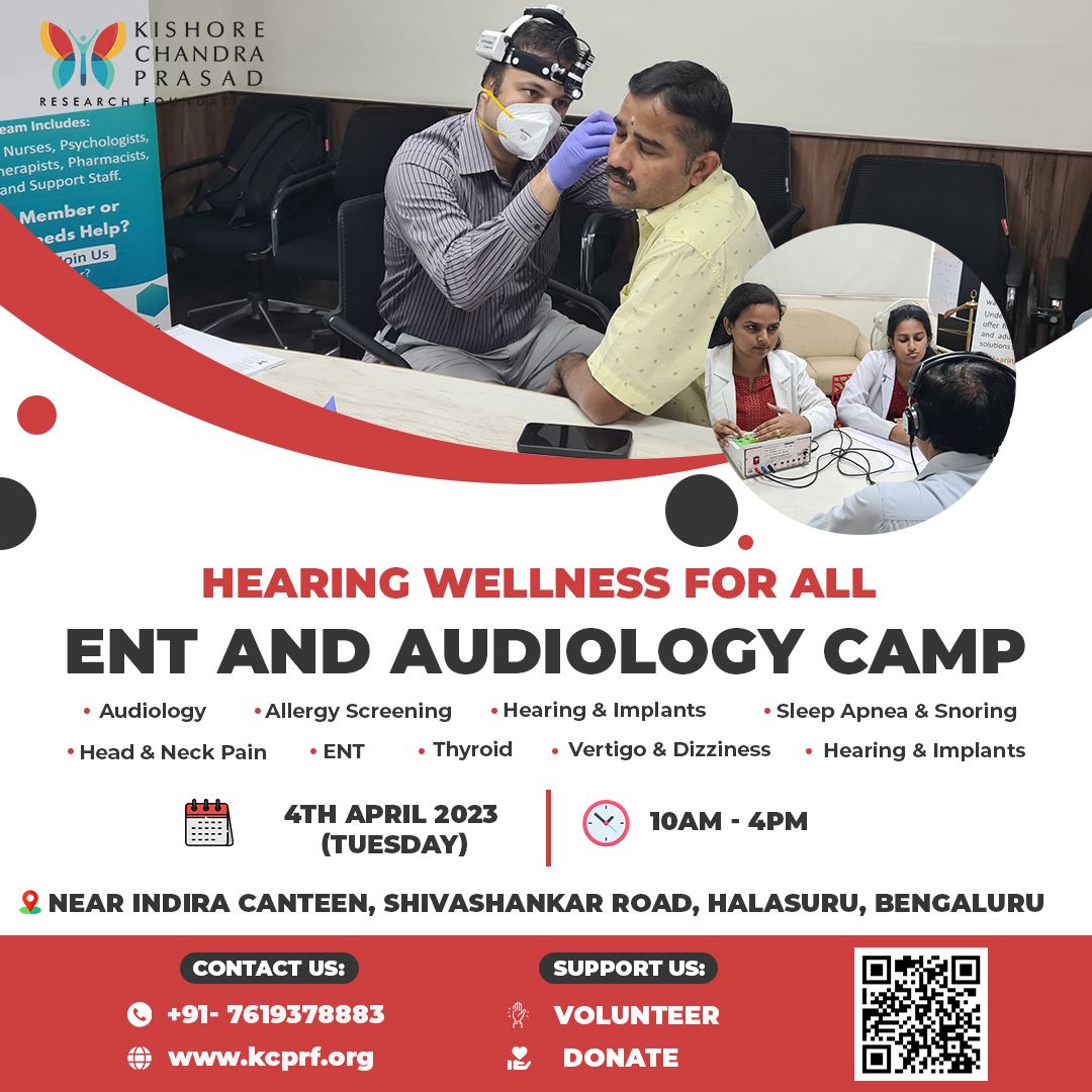kcprfoundation's tweet photo. Do you stay in #Halasuru, Bengaluru? Get a free ENT & Audiology Test this Tuesday, 4th April 2023 near Indira Canteen, Shivashankar Road, Halasuru between 10 AM & 4 PM! Share this news with friends & family!
#kishorechandraprasadresearchfoundation #kCPRF #freehealthcamp https://t.co/bj7nOWTtIe