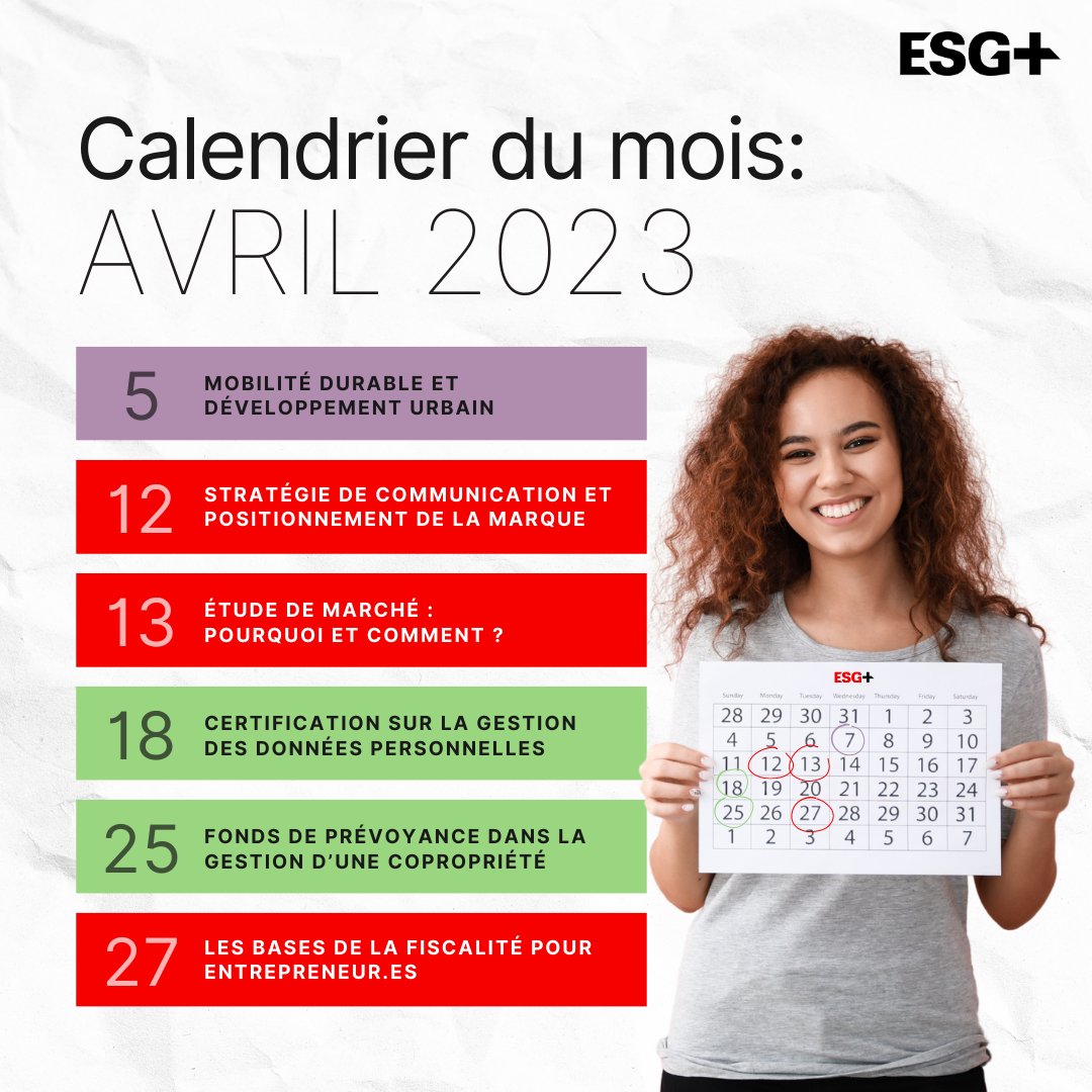 📅 Bon mois d'avril! Comme à notre habitude, vous pouvez retrouver l'ensemble de nos ateliers et événements dans notre calendrier 👉 esgplus.esg.uqam.ca/evenement/ 
#ESGPlus #ESGUQAM #CommunautéESGUQAM