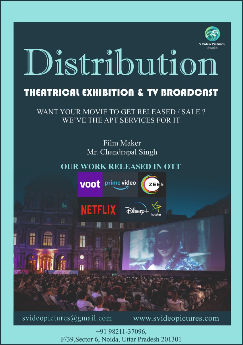 SvideoPictures's tweet photo. S Video Pictures provides distribution services 
#distribution #films #bollywood https://t.co/P4EpZfFQAG