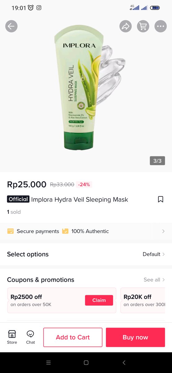 Waitttt. I almost missed. Implora ? Produk Baru ? 5% Niacinamide ?
wahhh ngga bole ketinggalan buat checkout item ini. Sebagai pecinta bau2 Aloe Vera, aku seneng banget Implora ngeluarin Hydra Veil Sleeping Mask ini. 😍Unveil Your Beauty #UnveilYourBeauty