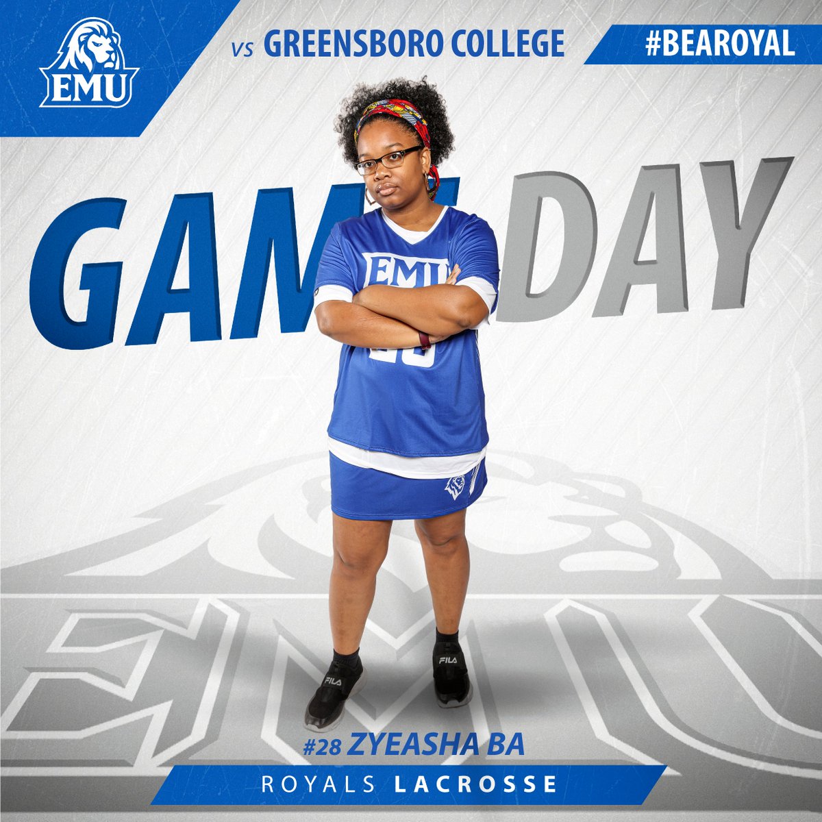 Shake off the Monday blues with a <a href="/RoyalsWLax/">EMU Women's Lacrosse</a> GAME DAY! #competetogether #bearoyal

🆚: <a href="/GC_Pride/">GC Pride Athletics</a> 
⏰: 4 pm
🏟️: EMU Turf Field
💻: odacsn.com/emuroyals/
📊: bit.ly/3nHE9C7
