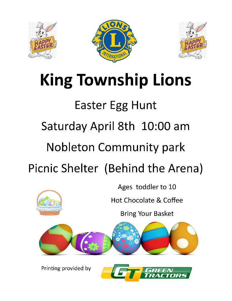 Nobleton Lions Club Easter Egg Hunt Saturday April 8th 10am Nobleton Community Park! 🐰