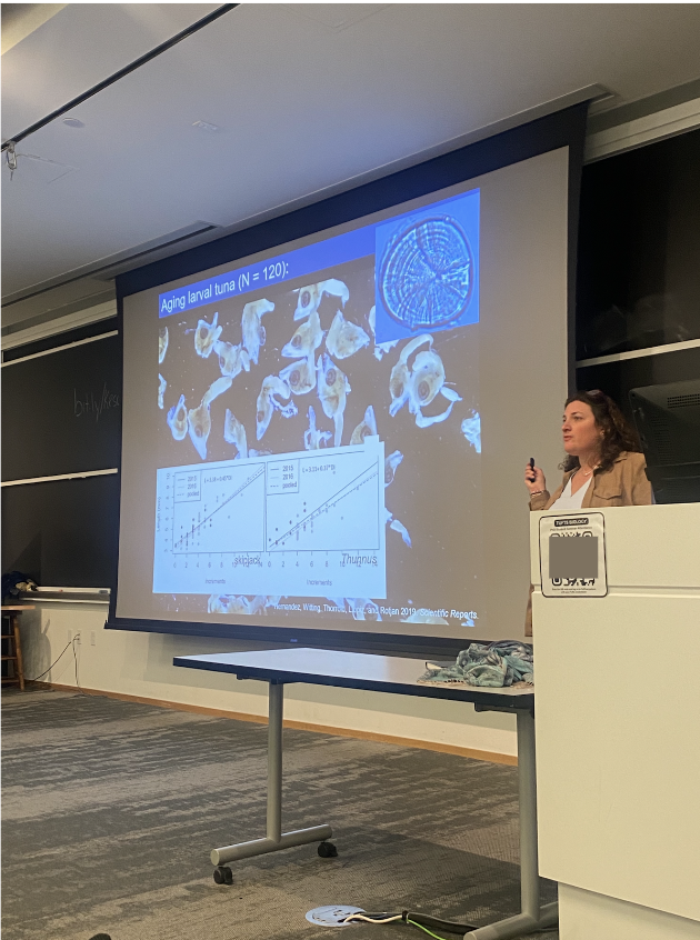 Last week, we were so lucky to have @RandiRotjan back on campus delivering a seminar on how scientific discovery and innovative technology can impact ocean conservation. Fun Fact: Randi completed her Ph.D. right here in the biology department at Tufts! @TuftsAlumni