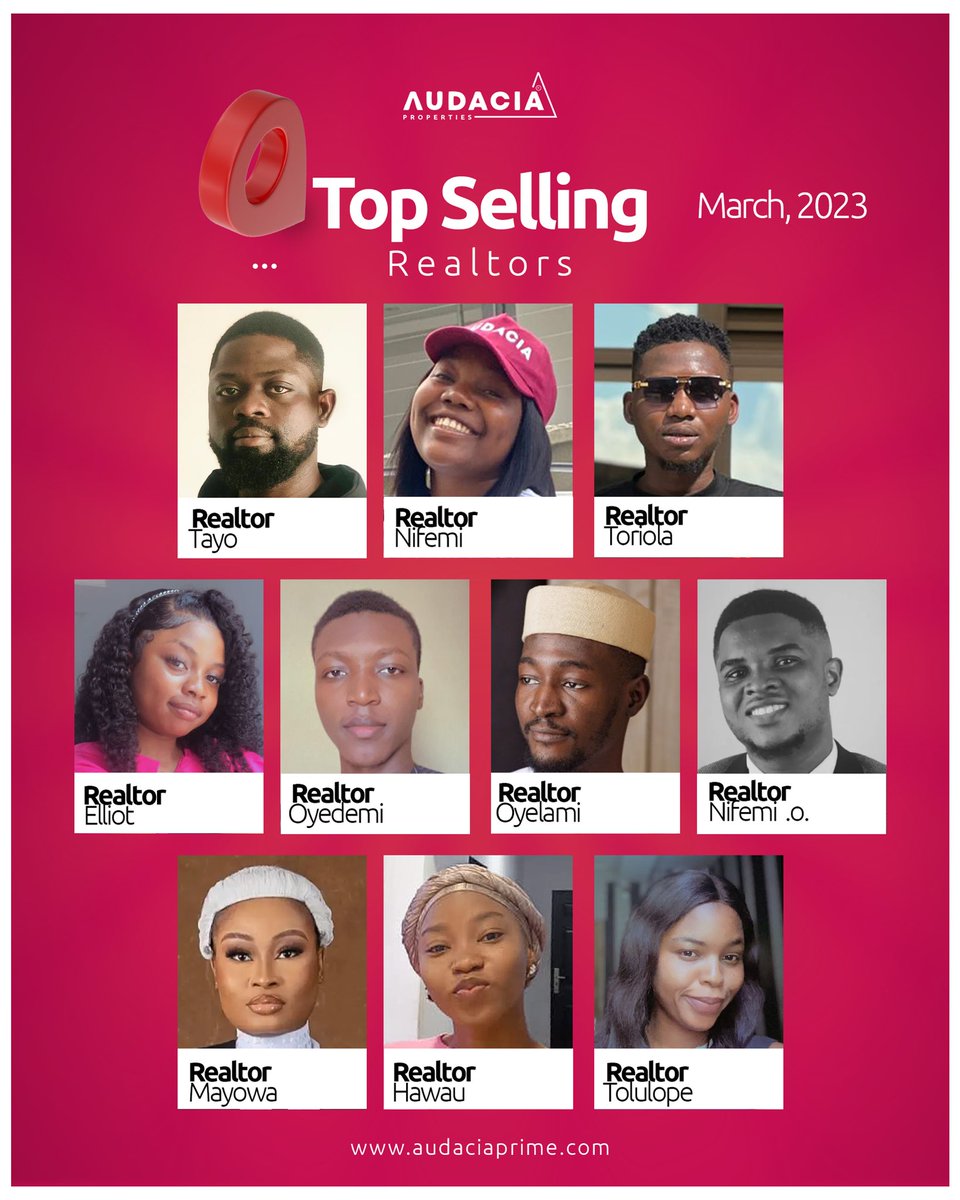 yafehub's tweet photo. Selling is an art, and The Kings and Queens of Audacia have mastered it.
These fierce Lions have achieved great feats and now they are crowned as the Top selling realtors in the month of March๐ช๐ฝ
Congratulations!!!
#realtorofthemonth #topselling #topsellingrealtor #billionaire https://t.co/U0my6RDWKZ