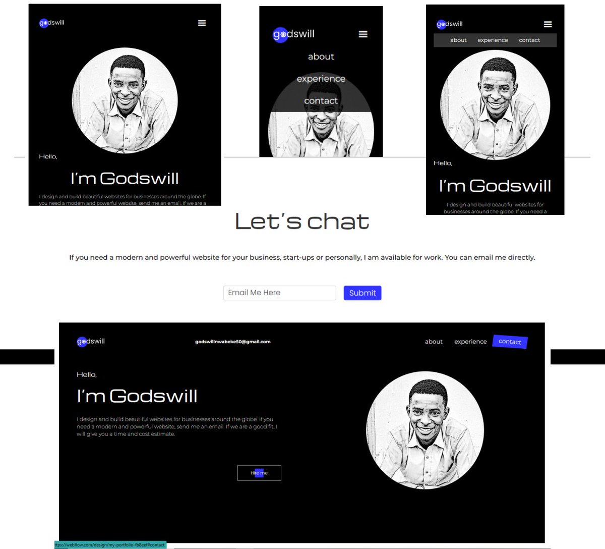 GodswillNwabeke's tweet image. 90 days of web design @figma and development @webflow. Some pple said that developers shouldn't design and I did it to know the actual fact and seriously It was quite interesting.
This is my portfolio-project and more...
godswill-home.webflow.io
#backtocoding