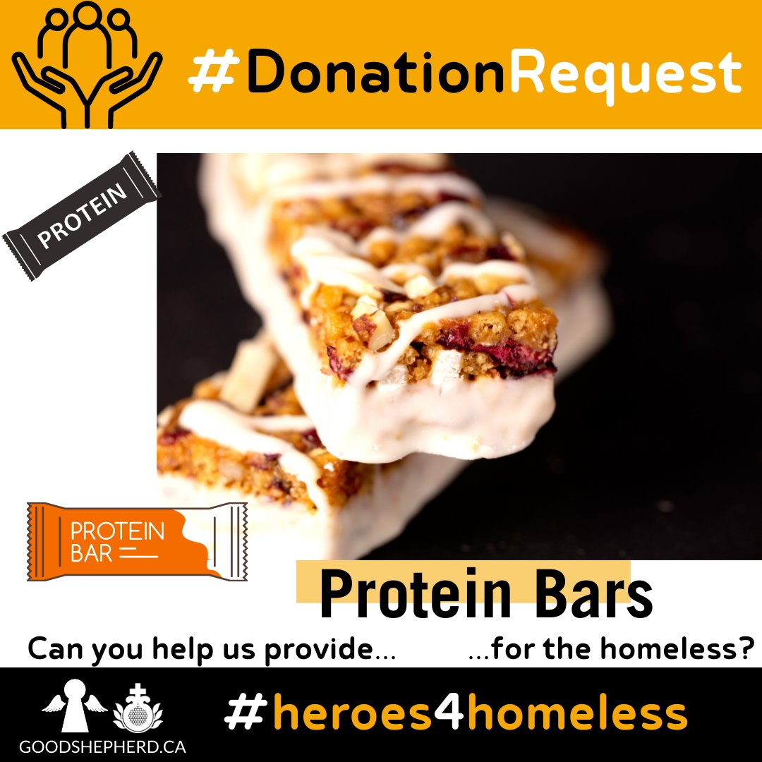 goodshepherd_to's tweet photo. We’re always thankful for the #FoodDonations that we receive, but sometimes we need something specific. We’re making a #DonationRequest for #ProteinBars for our clients, can you help? To find out more please visit https://t.co/BN8mTzqBPU
#Snacks4Good #MonetaryContribution https://t.co/t7cBnvynlm