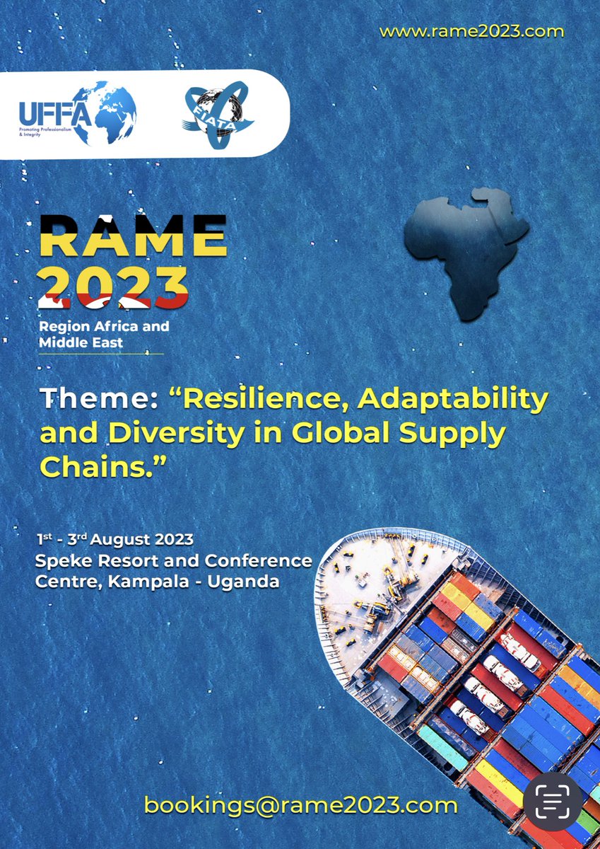 #RAME2023 presents an opportunity for Uganda to showcase her potential to support logistics operations in the Region. 

Join the discussion rame2023.com 

<a href="/fiatafederation/">FIATA</a> <a href="/FEAFFA/">FEAFFA</a> <a href="/PSF_Uganda/">Private Sector Foundation Uganda</a> <a href="/NLPuganda/">National Logistics Platform</a> <a href="/TradeMarkAfrica/">TradeMark Africa</a> <a href="/URAuganda/">Uganda Revenue Authority</a> <a href="/The_UIA/">Uganda Insurers Association</a> <a href="/HusseinKiddedde/">Hussein Kiddedde - FCILT, (PMP)®</a> <a href="/MoWT_Uganda/">Ministry of Works & Transport</a>