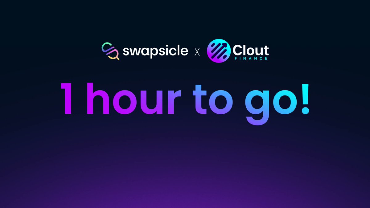 📢1 HOUR to go for the $CLOUT token sale via Swapsicle launch🚀

<a href="/theCloutFinance/">Clout Finance</a> enables users to trade $TLOS, $BTC, $ETH and other top cryptocurrencies with up to 50x leverage directly from your wallet!

Check out their tokenomics here👇

docs.theclout.finance/tokenomics

#Crypto