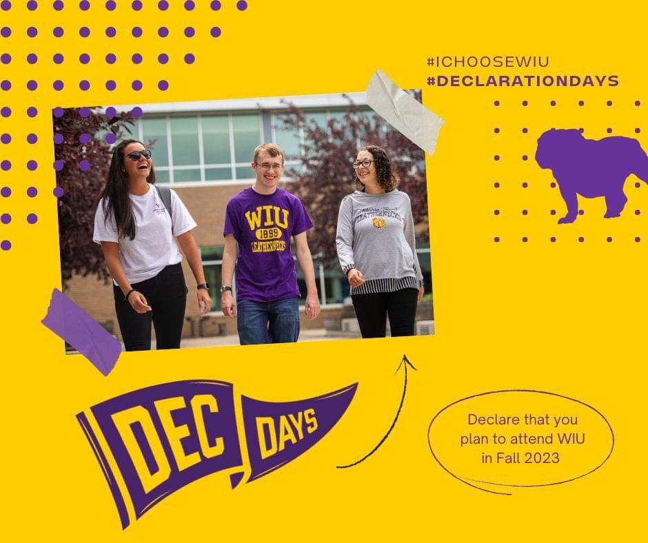 Are you or someone you know attending WIU in the fall? Make sure to declare at declarationdays.com for a chance to win a $5,000 scholarship from <a href="/towbrand/">Top of the World</a>! #DeclarationDays 

Use #ICHOOSEWIU and #DeclarationDays in your post, and you might win a WIU swag box full of goodies!