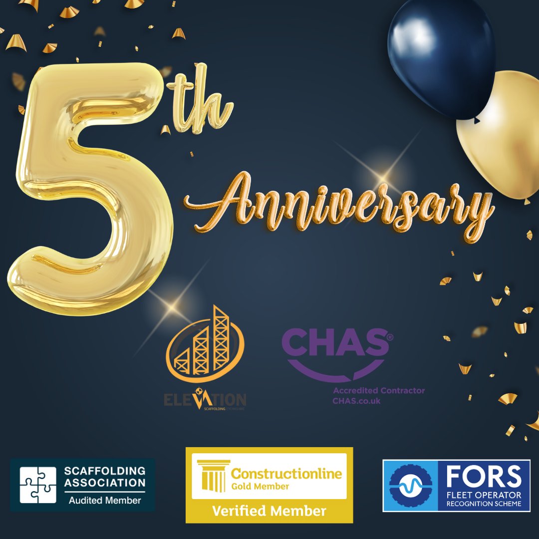 ElevationYorks1's tweet photo. Today marks Elevation Yorkshire's 5th Anniversary! 🎉

The team has gone from strength to strength and has grown significantly over the last few years, and we have continued to support all of our new and existing clients with all their scaffolding requirements! 🙌 https://t.co/YK00eyHIbz