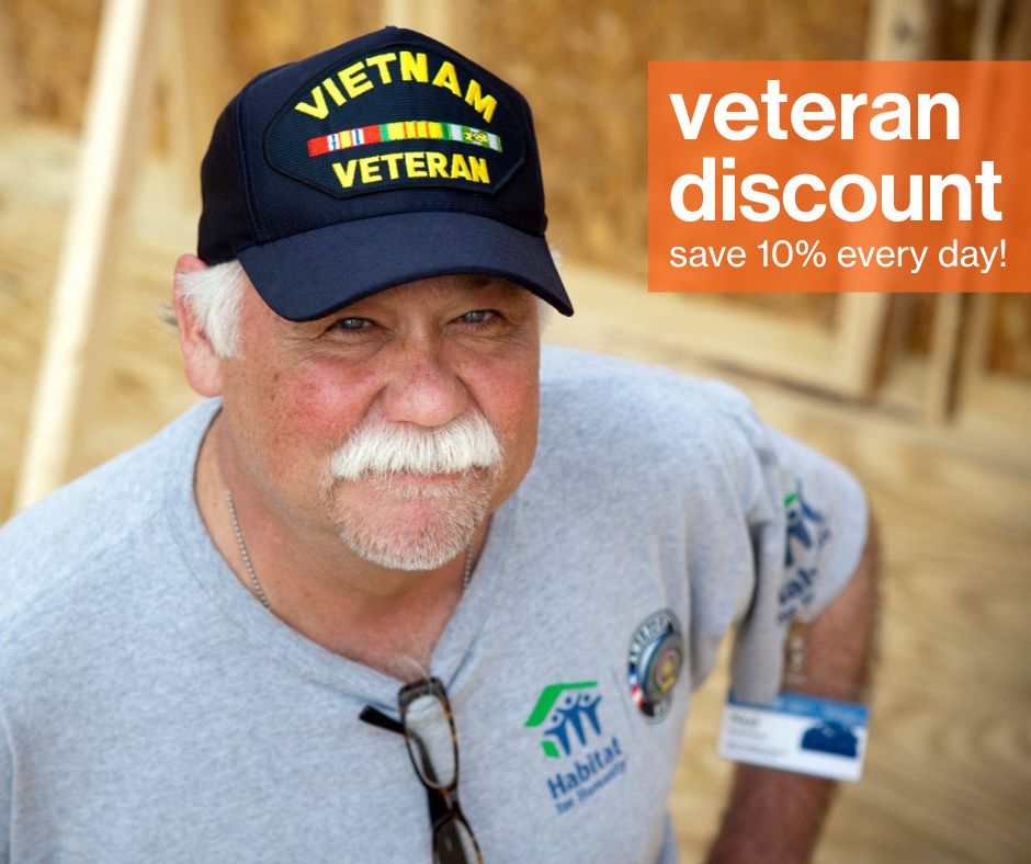 ReStoreKC's tweet photo. Did you know? Active military and veterans receive 10% off every day at all five ReStore KC locations! Stop in today — we're open 9:00am-6:00pm! https://t.co/nhULW1He6R