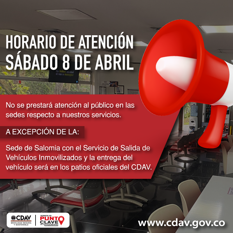 CDAVCali's tweet photo. A continuación informamos el horario de atención que tenemos para este sábado 8 de abril en nuestras sedes del Centro de Diagnóstico Automotor del Valle, recuerda que si deseas programar una cita debes ingresar al siguiente link https://t.co/xDIibJYsPL o llamar al (602) 445 9000. https://t.co/DfGHRLddVu
