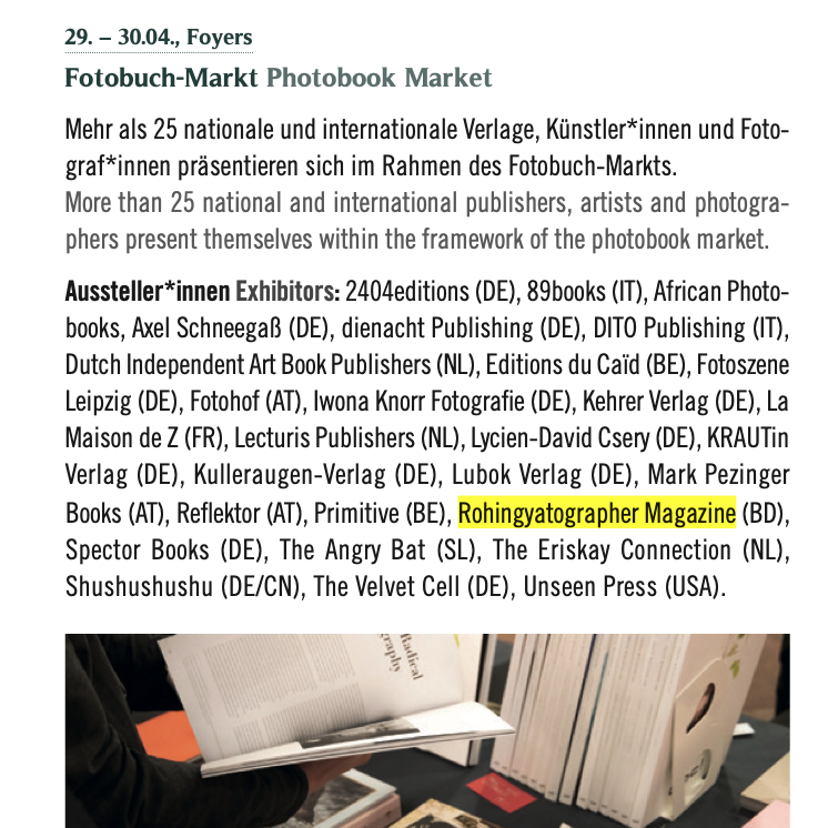 Rohingyatographer will be participating at the Leipzig Photobook Festival 29 and 30 April at the Grass Museum of Applied Arts. Save the date and see you in Germany! dienacht.eu/leipzig-photob… #Rohingya #refugees #selfpublishing #photography #photomagazine #photobook