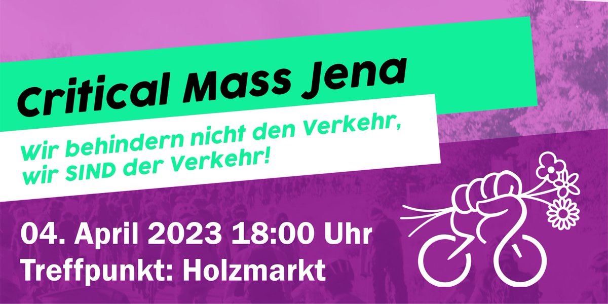 CriticalMass_J's tweet photo. Morgen 4.4.23 um 18.00 Uhr findet die Erste Critical Mass dieses Jahres statt. Also aufgesattelt für bessere Radbedingungen in Jena. In diesem Jahr soll des neue Radverkehrtskonzept in den Stadtrat. Da heißt es Präsenz zeigen.
@JenaerTweets @jena_zero @Gruene_Jena @RTKU_Jena https://t.co/ghkYEX9oS9