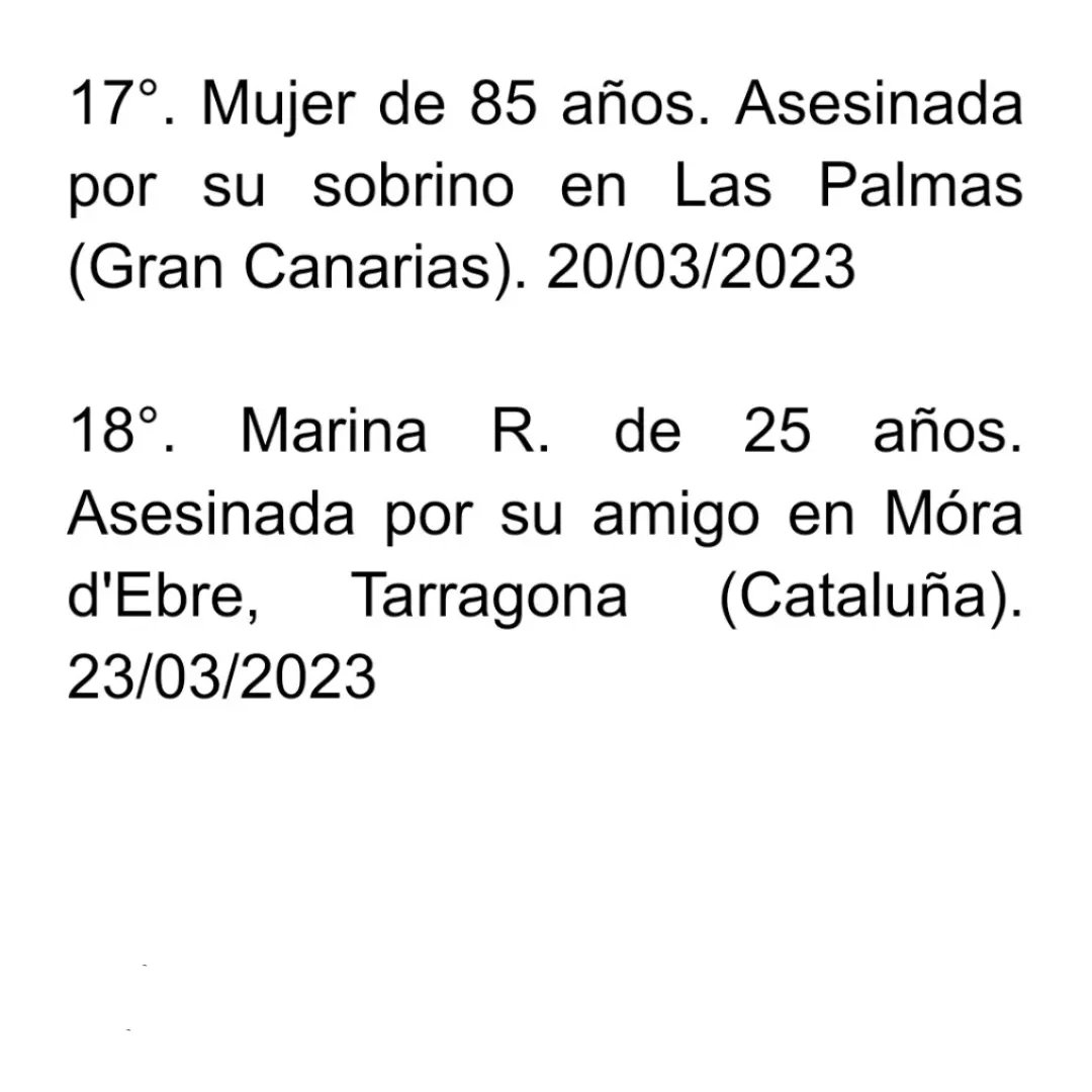 HorizonteViolet's tweet photo. Balance de mujeres asesinadas a manos de hombres en marzo de 2023 en España.

#terrorismomachista 
#violenciamachista 
#machismomata 
#bastaya 
#lacrasocial https://t.co/0pSadDZPVF