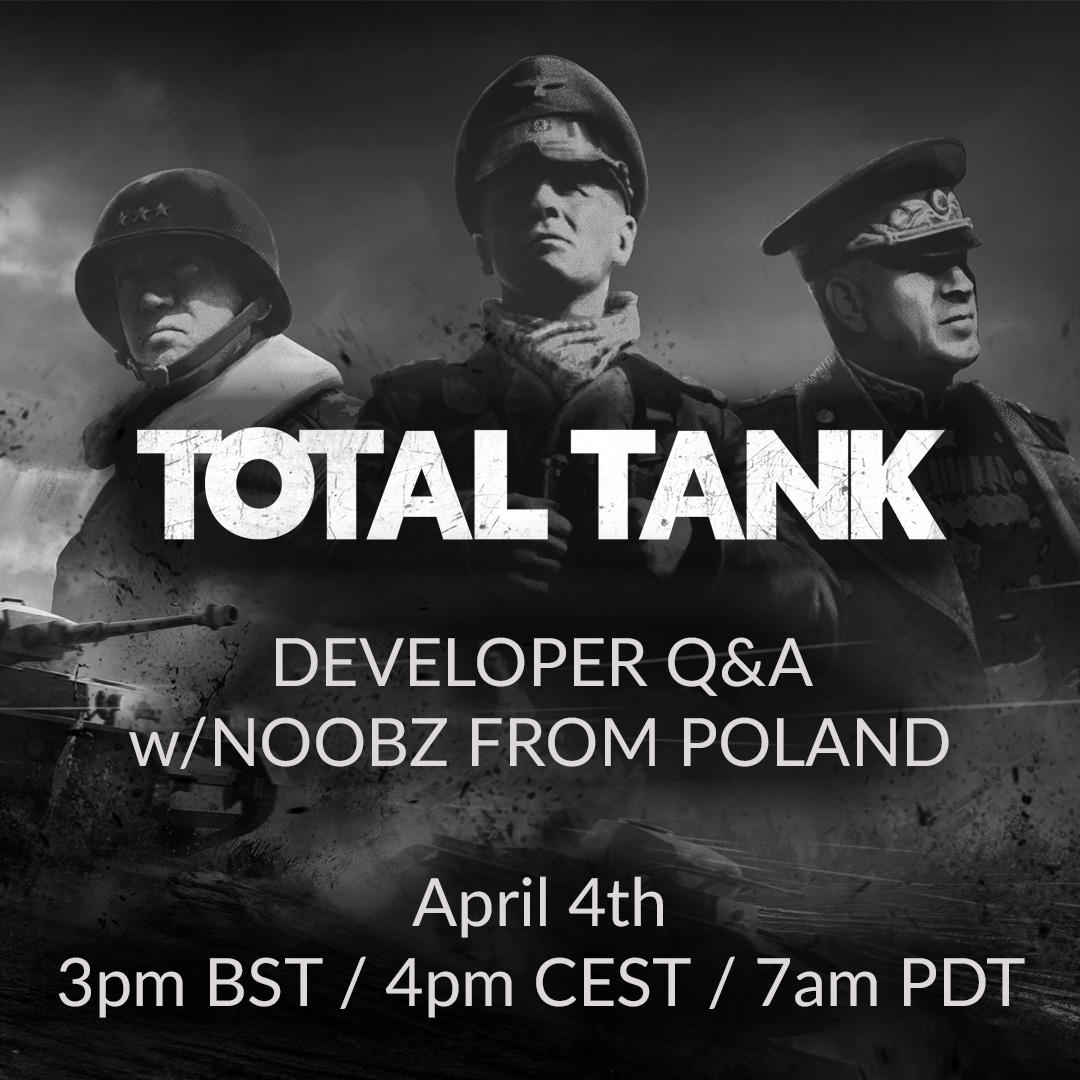 Total Tank Generals - OUT NOW! (@ttgenerals) on Twitter photo Generals!
Join <a href="/NoobzfromPoland/">Jerry Kotos</a> for a Q&A on all things Total Tank. Live in Discord 💜
🗓️ April 4th
🕒 3pm BST / 4pm CEST / 7am PDT
🪖 505.games/TotalTankDisco… Generals!
Join <a href="/NoobzfromPoland/">Jerry Kotos</a> for a Q&A on all things Total Tank. Live in Discord 💜
🗓️ April 4th
🕒 3pm BST / 4pm CEST / 7am PDT
🪖 505.games/TotalTankDisco…