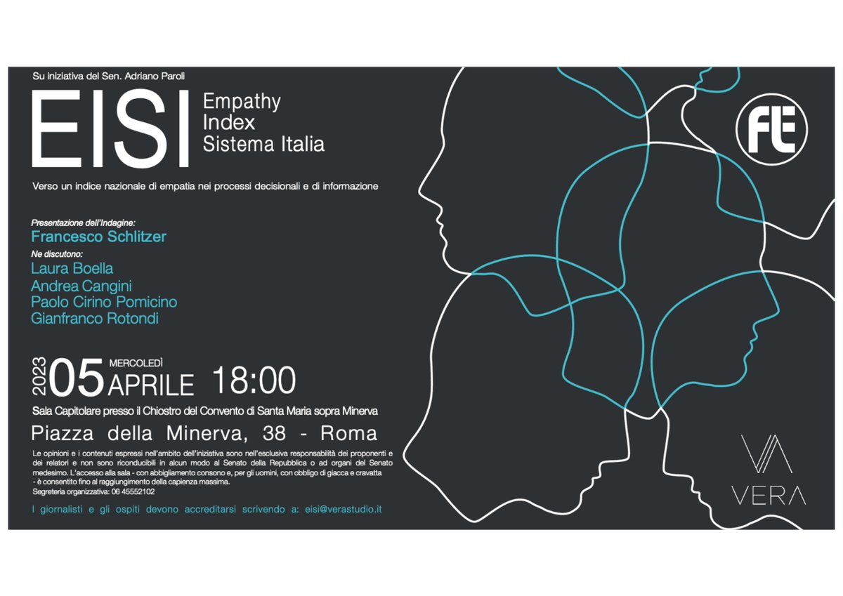 verastudio_it's tweet photo. 2/2 Per scoprire i risultati di questa innovativa #indagine realizzata insieme a @fleinaudi, vi aspettiamo mercoledì 5 aprile alle 18 presso la Sala Capitolare del Chiostro del Convento di Santa Maria sopra Minerva. Tutti i dettagli ⤵️ https://t.co/HoGnRpiWt3