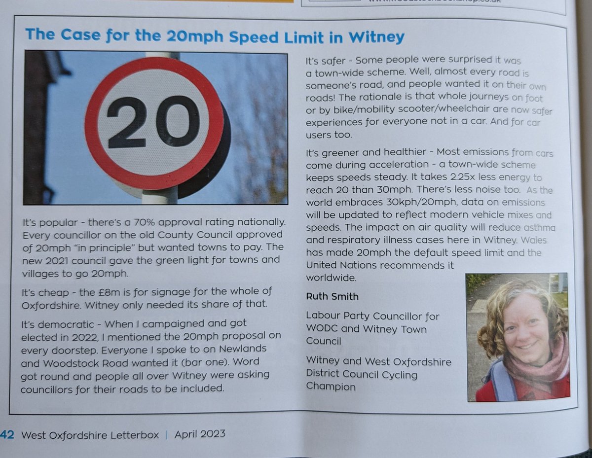 Keep enjoying @WitneyLetterbox all the way to page 42. If you are lucky, you will get my piece on The Case for 20mph.