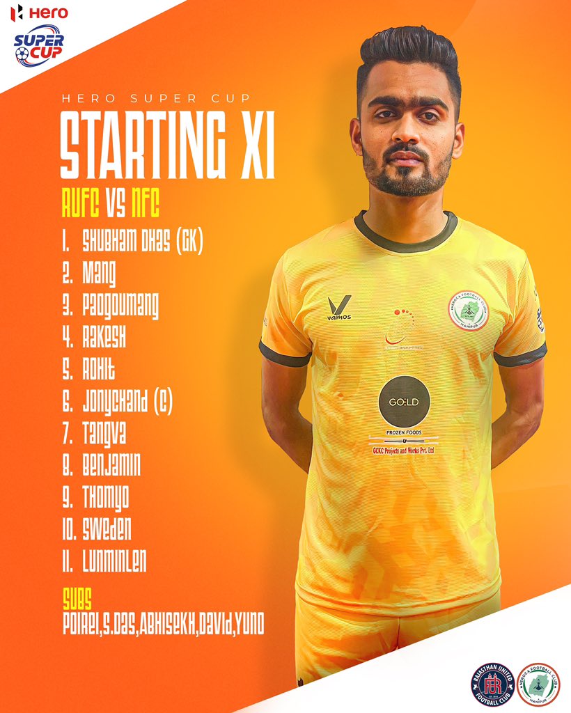 📋 Here is your #OrangeBrigade 🟠 Starting XI to face Rajasthan United F.C tonight!

#indianfootball #herosupercup