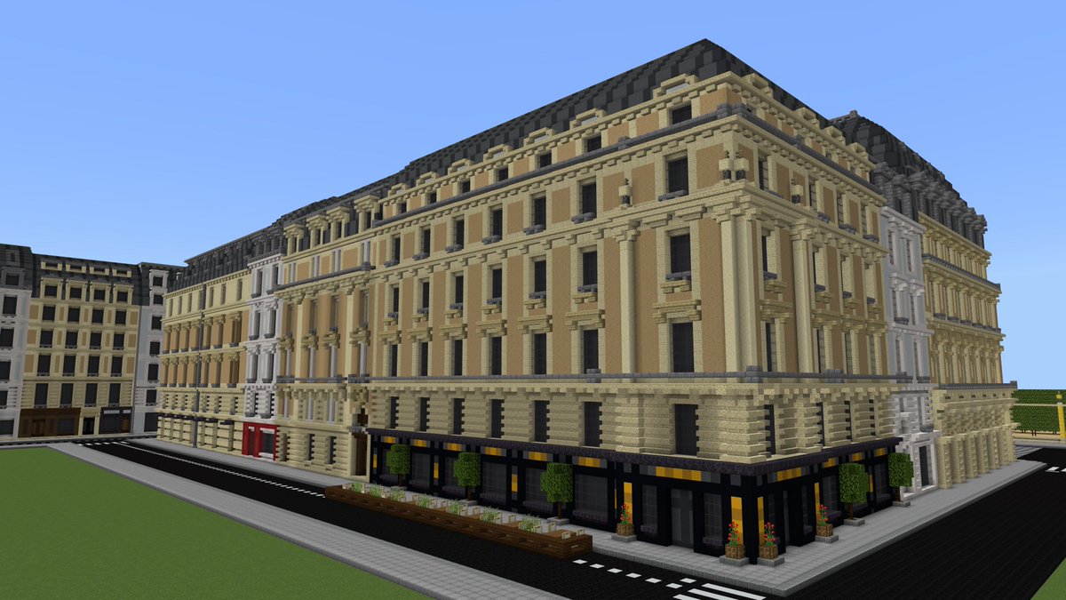 CoolmanBuilds's tweet photo. This corner building has quickly become one of my favorites in the city! #haussman #Minecraft #architecture #France #Paris #noshaders https://t.co/G8uAE3iVrQ