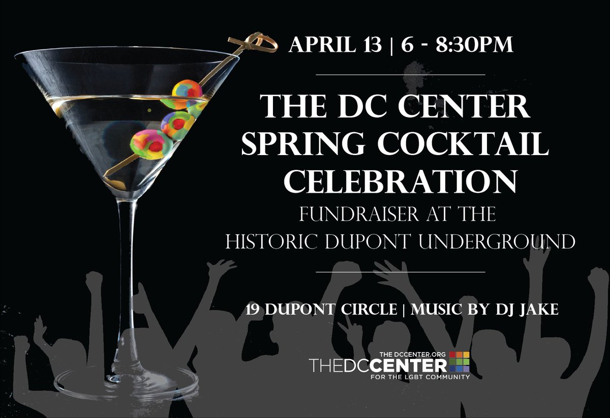 centeraging's tweet image. Happy Monday everyone! Just a reminder that our Spring Cocktail Celebration is coming up next week! 🎊🍸Join us for a night of fun at @DupontUndergrnd to celebrate the new DC Center with amazing music and drag queen performances! More info and tix here: bit.ly/3mChvdI